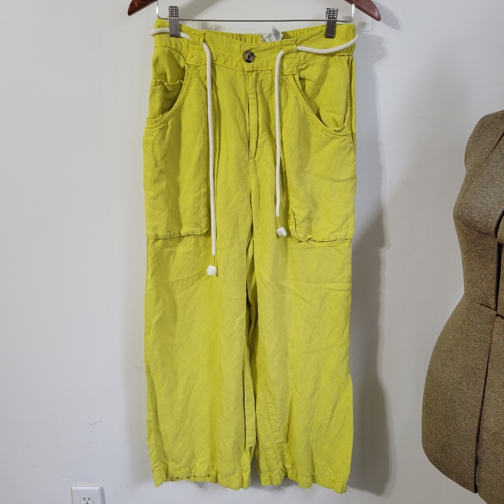 Joie Citronelle Wide Leg Linen Cargo Pants Size 6